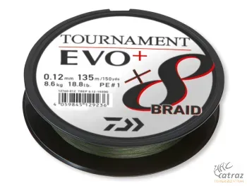 Daiwa Tournament X8 Braid Evo+ Dark Green Fonott Pergető Zsinór - Daiwa 135 méter 0,26mm