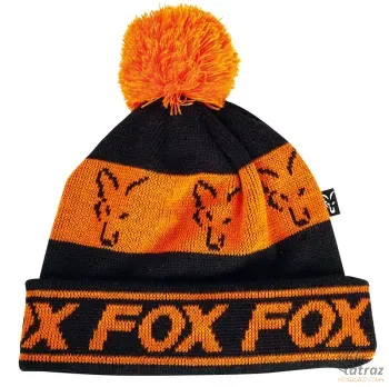 Fox Téli Sapka Lined Bobble Black Orange - Fox Fekete Narancssárga Bojtos Horgász Sapka