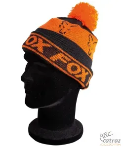 Fox Téli Sapka Lined Bobble Black Orange - Fox Fekete Narancssárga Bojtos Horgász Sapka