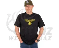 Black Cat Distressed Logo Black Tee - Black Cat Horgász Póló