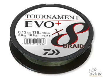 Daiwa Tournament X8 Braid Evo+ Dark Green Fonott Pergető Zsinór - Daiwa 135 méter 0,08mm