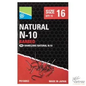 Preston Natural N-10 Barbed Méret: 20 - Preston Innovations Keszegező Horog