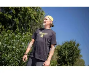 Black Cat Distressed Logo Black Tee L - Black Cat Horgász Póló