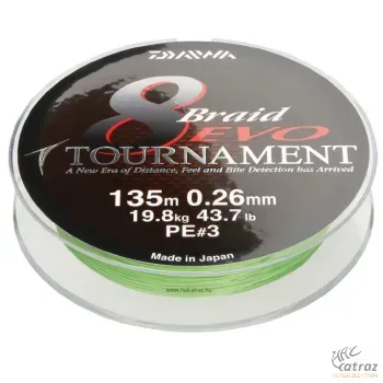 Zsinór Daiwa Tournament 8 Braid Evo 135m Chartreuse 0,12mm
