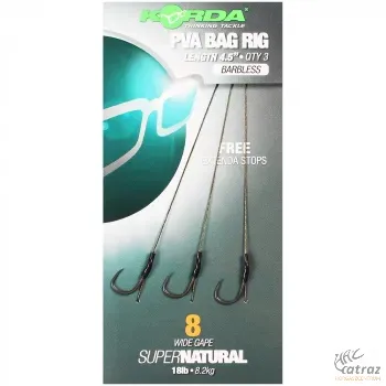 Korda Solidz PVA Rig Wide Gape Méret: 4 Barbless - Korda Előkötött Horog PVA Tasakhoz