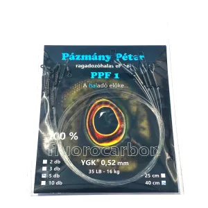 Pázmány Péter Fluorcarbon Előke 40cm 0,52mm - Ragadozóhalas Előkezsinór 5 db/csomag