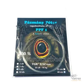 Pázmány Péter Fluorcarbon Előke 40cm 0,52mm - Ragadozóhalas Előkezsinór 5 db/csomag