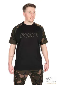 Fox Fekete Camo Horgász Póló Méret: L - Fox Black/Camo Outline T-Shirt