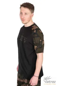 Fox Fekete Camo Horgász Póló Méret: L - Fox Black/Camo Outline T-Shirt