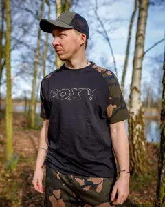 Fox Fekete Camo Horgász Póló Méret: L - Fox Black/Camo Outline T-Shirt