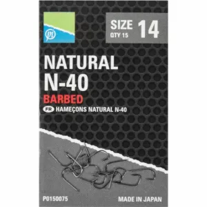 Preston Natural N-40 Barbed Méret: 14 - Preston Innovations Keszegező Horog