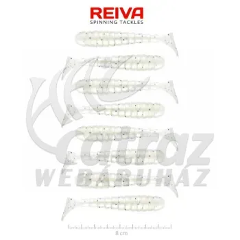 Reiva Stream Shad - 8cm - Pearl White Dots - Reiva Gumihal