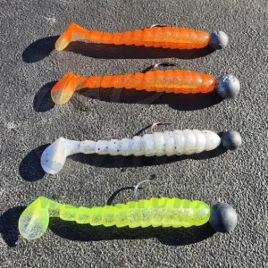 Reiva Stream Shad - 8cm - Pearl White Dots - Reiva Gumihal