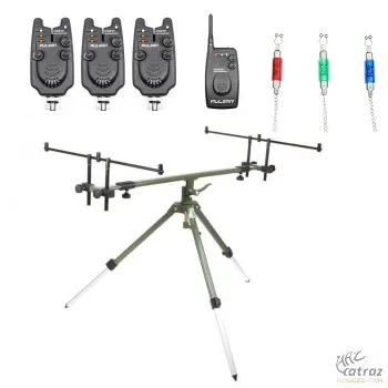 Rod Pod Szett - Carp Academy Extreme Rod Pod + Carp Academy Pulsar 3+1 Elektromos Kapásjelző Szett + 3 db Kapásjelző