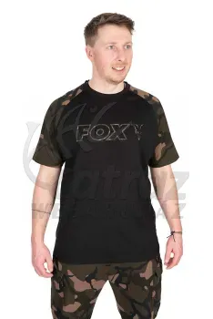 Fox Fekete Camo Horgász Póló Méret: M - Fox Black/Camou Outline T-Shirt