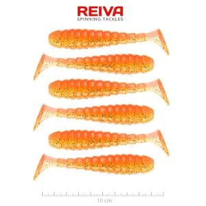 Reiva Stream Shad - 10cm - Shiny Orange Dots - Reiva Gumihal