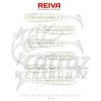 Reiva Stream Shad - 10cm - Pearl White Dots - Reiva Gumihal