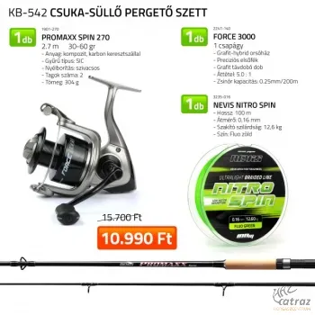 Csuka-Süllő Pergető Szett - Nevis Promaxx Spin + Nevis Force 3000 + Nevis Nitro Fonott Zsinór