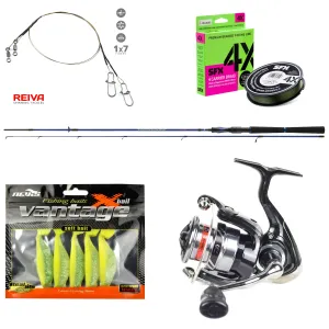 Daiwa Csukázó Pergető Szett - Daiwa Orsó + Daiwa Bot + Sufix Fonott Zsinór + Reiva Wolfram Előke + Gumihalak