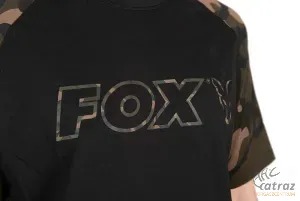 Fox Fekete Camo Horgász Póló Méret: S - Fox Black/Camou Outline T-Shirt