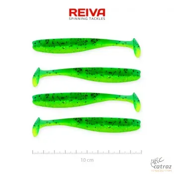 Reiva Flash Shad 10cm Fluo Zöld-Fekete-Ezüst Flitter Műcsali 4 db/csomag - Reiva Gumihal