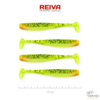 Reiva Flash Shad 10cm Neon Sárga-Piros-Fekete Flitter Műcsali 4 db/csomag - Reiva Gumihal