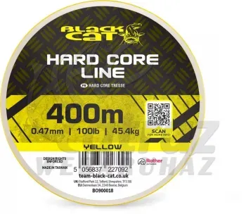 Black Cat Hard Core Line 400m 0.55mm Yellow - Harcsázó fonott zsinór
