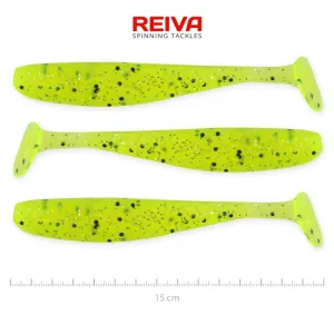Reiva Flash Shad 15cm Fluo Sárga-Fekete-Ezüst Flitter Műcsali 3 db/csomag - Reiva Gumihal