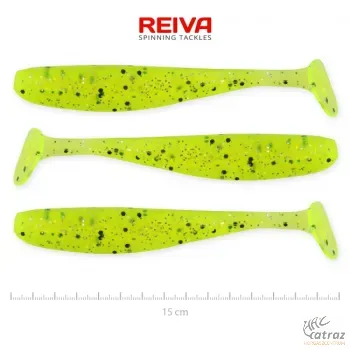 Reiva Flash Shad 15cm Fluo Sárga-Fekete-Ezüst Flitter Műcsali 3 db/csomag - Reiva Gumihal