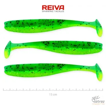 Reiva Flash Shad 15cm Fluo Zöld-Fekete-Ezüst Flitter Műcsali 3 db/csomag - Reiva Gumihal