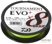Daiwa Tournament 8 Braid Evo+ Fonott Zsinór - Chartreuse 135 méter 0,08 mm