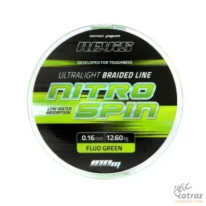 Nevis Nitro Spin Fluo Green Fonott Zsinór - 0,10mm Pergető Zsinór 100 méter