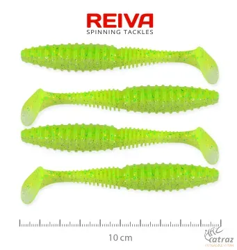 Reiva Zander Power Shad Fluozöld-Csillám Gumihal - Reiva Gumihal 10 cm 4 db/csomag