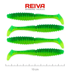 Reiva Zander Power Shad Zöld Csillám Gumihal - Reiva Gumihal 10 cm 4 db/csomag