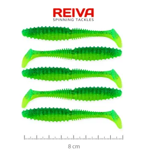 Reiva Zander Power Shad Zöld-Csillám Gumihal - Reiva Gumihal 8 cm 5 db/csomag