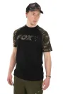 Fox Black/Camo Raglan T-Shirt Méret: M - Fox Fekete/Terepmintás Horgász Póló