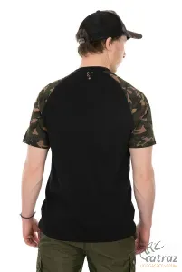 Fox Black/Camo Raglan T-Shirt Méret: L - Fox Fekete/Terepmintás Horgász Póló