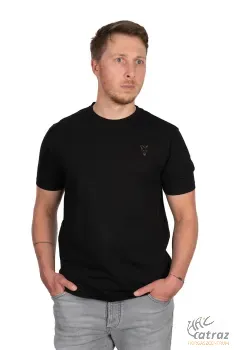 Fox Black Large Print T-Shirt Méret: L - Fox Horgász Póló Camo Logóval