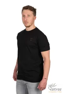 Fox Black Large Print T-Shirt Méret: S - Fox Horgász Póló Camo Logóval