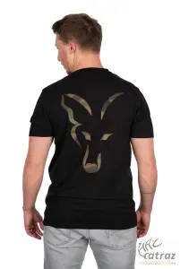 Fox Black Large Print T-Shirt Méret: S - Fox Horgász Póló Camo Logóval