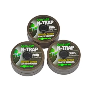 Korda N-Trap Semi Stiff Hookling Zöld 20lb 20 méter - Korda Bevonatos Előkezsinór