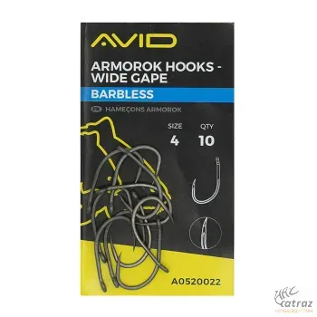 Avid Carp Armorok Wide Gape Barbless Méret: 4 - Avid Szakállnélküli Pontyozó Horog