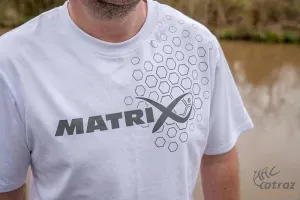 Matrix Fehér Horgász Póló Méret: L - Matrix White Hex Print T-Shirt