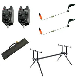 Carp Spirit Rod Pod Szett - Carp Spirit Alu-Lite Eco Rod Pod + Carp Academy Flash Elektromos Kapásjelző + Piros Swinger Kapásjelző