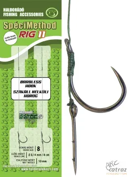 Haldorádó SpéciMethod Rig 11 Braid  / 8 Barbless - Szakállnélküli Előkötött Feeder Horog