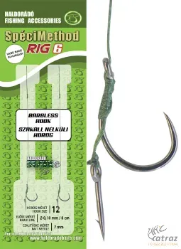 Haldorádó SpéciMethod Rig 6 Braid 7 mm / 12 Barbless - Szakállnélküli Előkötött Feeder Horog