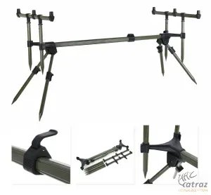 Carp Academy Supreme Rod Pod + Carp Academy Pulsar 3+1 Elektromos Kapásjelző Szett + 3 db Láncos Kapásjelző