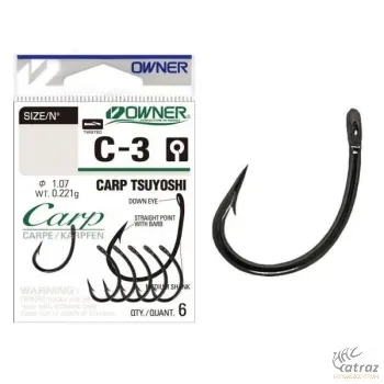Owner Carp C-3 Barbed Carp Hook Size: 4 - Owner Carp C-3 Szakállas Pontyozó Horog - Méret: 4