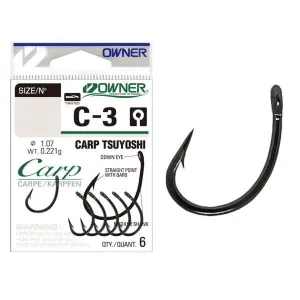 Owner Carp C-3 Barbed Carp Hook Size: 8 - Owner Carp C-3 Szakállas Pontyozó Horog - Méret: 8