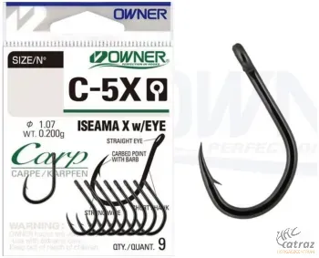 Owner Carp C-5X Barbed Carp Hook Size: 8 - Owner Carp C-5X Szakállas Pontyozó Horog - Méret: 8